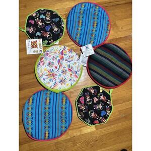 Lot of 6 Tortilla Warmers – Colorful Mexican Designs – Insulated & Fabric – New
